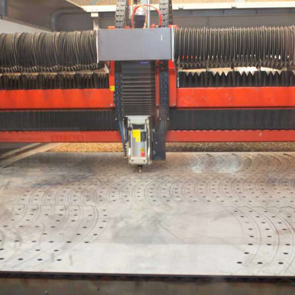 laser cutting of a steel plate